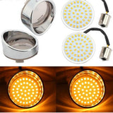 Max 1 Pair Motorcycle White/Amber LED Turn Signal Insert Smoke Cover for Harley
