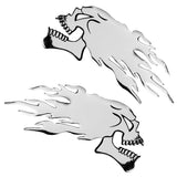 Max Maxb 2 Pieces Sliver Motorcycle Skull Fuel Tank Decals Stickers Adhesive Lasting