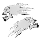 Max Maxb 2 Pieces Sliver Motorcycle Skull Fuel Tank Decals Stickers Adhesive Lasting
