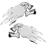 Max Maxb 2 Pieces Sliver Motorcycle Skull Fuel Tank Decals Stickers Adhesive Lasting