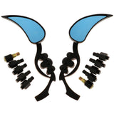 Maxbell 8mm/10mm Flame Skull Motorbike Rear View Mirror for Harley for Honda  Black