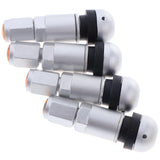 Max 4 Pcs Car Tubeless Wheel Dust Caps Tire Valve Stems Moonlight silver + Black