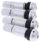 Max 4 Pcs Car Tubeless Wheel Dust Caps Tire Valve Stems Moonlight silver + Black