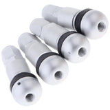 Max 4 Pcs Car Tubeless Wheel Dust Caps Tire Valve Stems Moonlight silver + Black