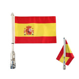 Max Adjustable 9'' x 6 ''  Spain Flag + Flagpole Mount Luggage Rack