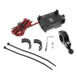 Maxbell Alloy Motorcycles Handlebar Mobile Phone Holder Clamp w/ USB Charger Black
