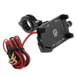 Maxbell Alloy Motorcycles Handlebar Mobile Phone Holder Clamp w/ USB Charger Black