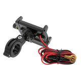 Maxbell Alloy Motorcycles Handlebar Mobile Phone Holder Clamp w/ USB Charger Black