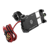 Maxbell Alloy Motorcycles Handlebar Mobile Phone Holder Clamp w/ USB Charger Black