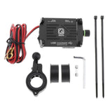 Maxbell Alloy Motorcycles Handlebar Mobile Phone Holder Clamp w/ USB Charger Black