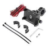 Maxbell Alloy Motorcycles Handlebar Mobile Phone Holder Clamp w/ USB Charger Black