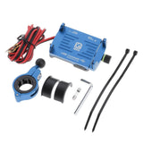 Maxbell Alloy Motorcycles Handlebar Mobile Phone Holder Clamp w/ USB Charger Blue