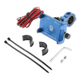 Maxbell Alloy Motorcycles Handlebar Mobile Phone Holder Clamp w/ USB Charger Blue