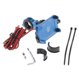Maxbell Alloy Motorcycles Handlebar Mobile Phone Holder Clamp w/ USB Charger Blue