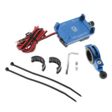 Maxbell Alloy Motorcycles Handlebar Mobile Phone Holder Clamp w/ USB Charger Blue