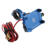 Maxbell Alloy Motorcycles Handlebar Mobile Phone Holder Clamp w/ USB Charger Blue