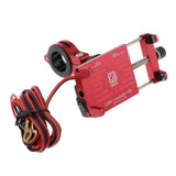 Maxbell Alloy Motorcycles Handlebar Mobile Phone Holder Clamp w/ USB Charger Red