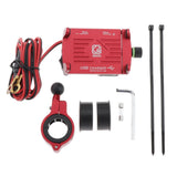 Maxbell Alloy Motorcycles Handlebar Mobile Phone Holder Clamp w/ USB Charger Red