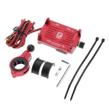 Maxbell Alloy Motorcycles Handlebar Mobile Phone Holder Clamp w/ USB Charger Red