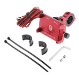 Maxbell Alloy Motorcycles Handlebar Mobile Phone Holder Clamp w/ USB Charger Red