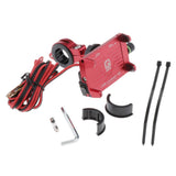 Maxbell Alloy Motorcycles Handlebar Mobile Phone Holder Clamp w/ USB Charger Red