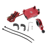 Maxbell Alloy Motorcycles Handlebar Mobile Phone Holder Clamp w/ USB Charger Red
