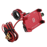 Maxbell Alloy Motorcycles Handlebar Mobile Phone Holder Clamp w/ USB Charger Red