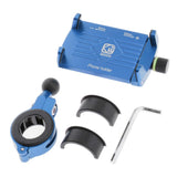 Maxbell Motorcycle Handlebar Phone Holder GPS Mount+USB Charger Aluminum Alloy Blue