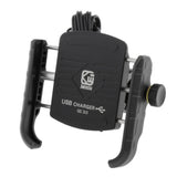 Maxbell Stable Motorcycle Handlebar Phone Holder+QC3.0 Smart Quick Charger Black