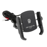 Maxbell Stable Motorcycle Handlebar Phone Holder+QC3.0 Smart Quick Charger Black