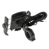 Maxbell Stable Motorcycle Handlebar Phone Holder+QC3.0 Smart Quick Charger Black