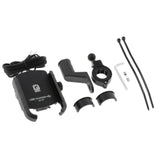 Maxbell Stable Motorcycle Handlebar Phone Holder+QC3.0 Smart Quick Charger Black