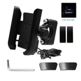 Max Maxb Motorcycle Handlebar Aluminium USB Charging Mobile Phone Holder GPS - Black