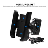 Max Maxb Motorcycle Handlebar Aluminium USB Charging Mobile Phone Holder GPS - Black