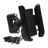 Max Maxb Motorcycle Handlebar Aluminium USB Charging Mobile Phone Holder GPS - Black