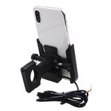 Max Maxb Motorcycle Handlebar Aluminium USB Charging Mobile Phone Holder GPS - Black