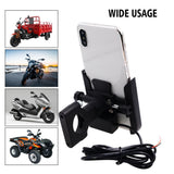 Max Maxb Motorcycle Handlebar Aluminium USB Charging Mobile Phone Holder GPS - Black
