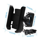 Max Maxb Motorcycle Handlebar Aluminium USB Charging Mobile Phone Holder GPS - Black