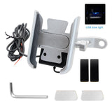 Max Maxb Motorcycle Handlebar Aluminium USB Charging Mobile Phone Holder GPS - Silver