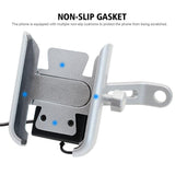 Max Maxb Motorcycle Handlebar Aluminium USB Charging Mobile Phone Holder GPS - Silver