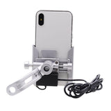 Max Maxb Motorcycle Handlebar Aluminium USB Charging Mobile Phone Holder GPS - Silver