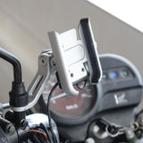 Max Maxb Motorcycle Handlebar Aluminium USB Charging Mobile Phone Holder GPS - Silver