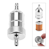 Maxbell 8mm Petrol Gas Fuel Filter Cleaner for Motorcycle Pit Dirt Bike ATV Silver