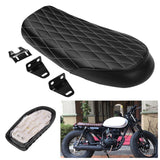 Maxbell Soft Leatherette Motorcycle Seat Saddle fits Cafe Racer White Line