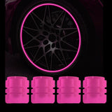 Maxbell 4 Pieces Dust Caps Fluorescent Leakproof Tire Valve Stem Caps for Bike Pink