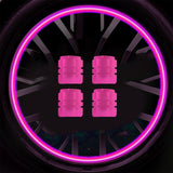 Maxbell 4 Pieces Dust Caps Fluorescent Leakproof Tire Valve Stem Caps for Bike Pink