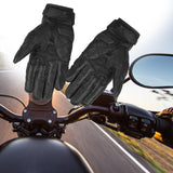 Maxbell Premium PU Leather Motorcycle Gloves Touchscreen for Driving black and l