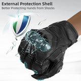Maxbell Premium PU Leather Motorcycle Gloves Touchscreen for Driving black and l