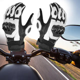 Maxbell Premium PU Leather Motorcycle Gloves Touchscreen for Driving black and white L