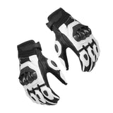 Maxbell Premium PU Leather Motorcycle Gloves Touchscreen for Driving black and white and xl